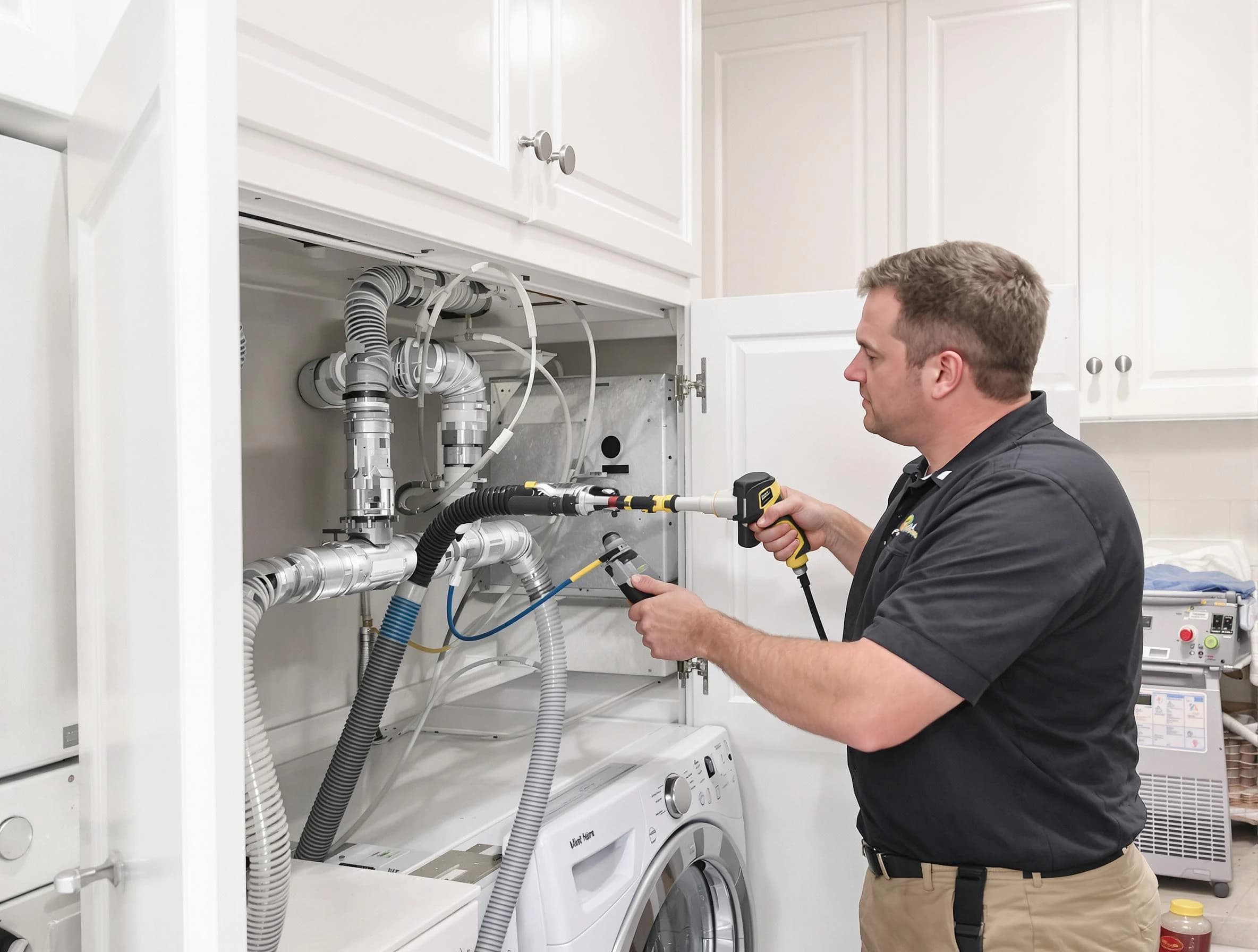 South Fayette Dryer Vent Cleaning professional removing severe blockage from a clogged dryer vent in South Fayette